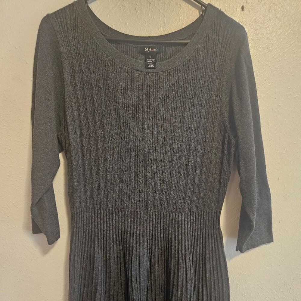 Style & Co Cable Knit Sweater Dress Gray Plus Size XL